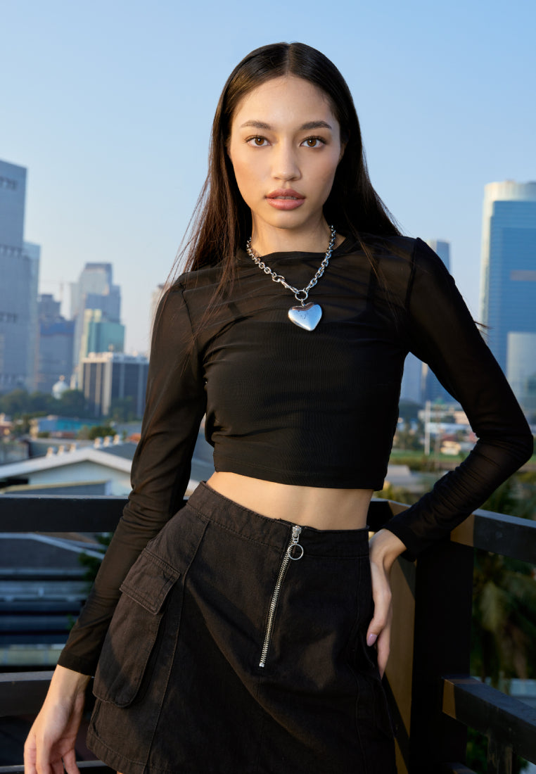 Long Sleeve Mesh Top COLORBOX Indonesia