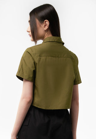 Short Sleeve Crop Shirt with Pocket