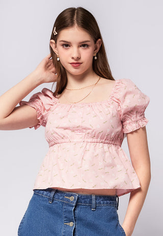 Printed Button Up Crop Top