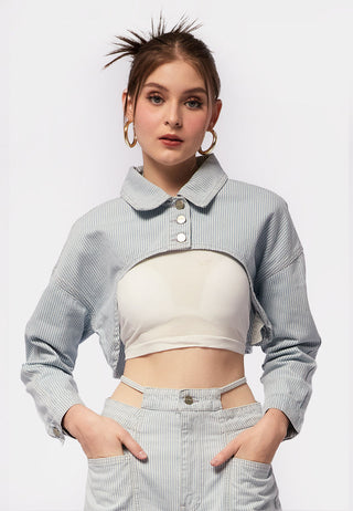 Stripes Crop Jacket with Front Cut Out