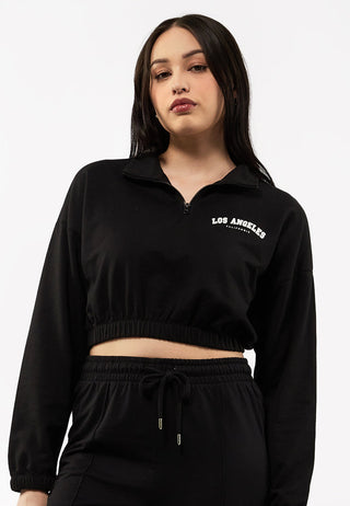 Zipped Long Sleeve Crop Sweatshirt