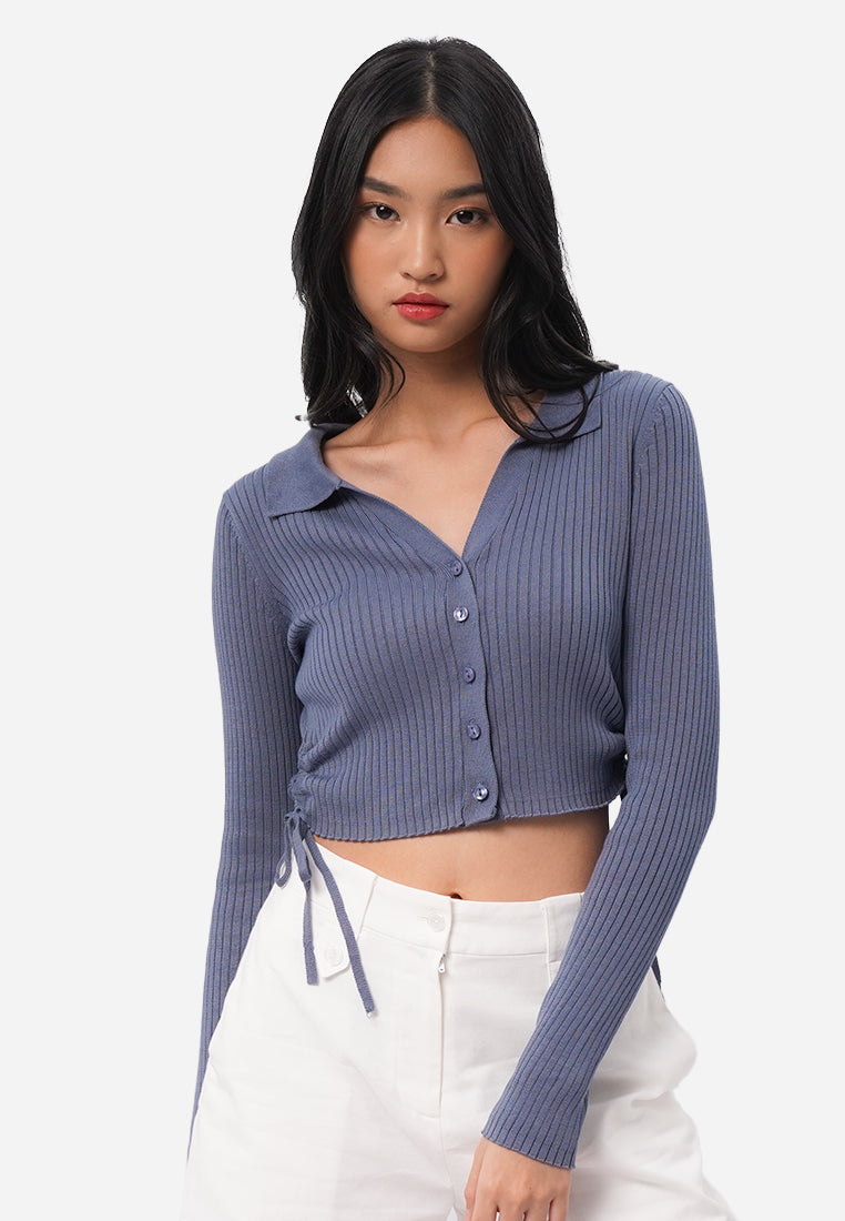 Issey Long Sleeve Top in Dusty Blue