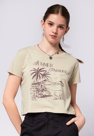 Round Neck Crop Graphic T-Shirt