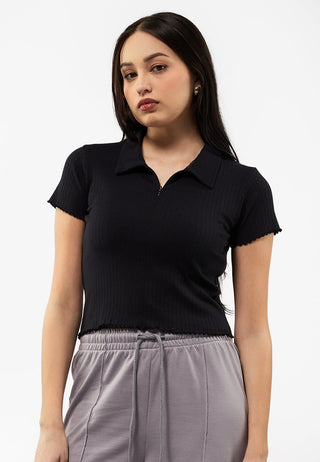 Polo Top with Zipper Opening