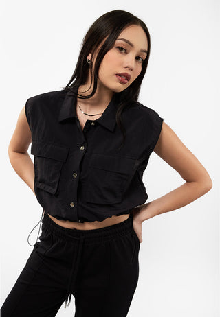 Collared Vest with Drawstring