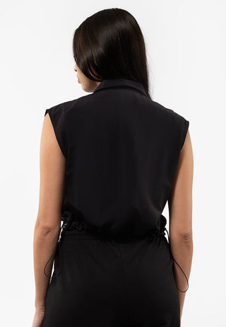 Collared Vest with Drawstring