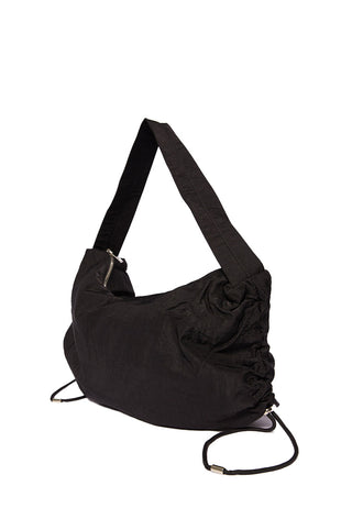 Drawstring Shoulder Black Bag