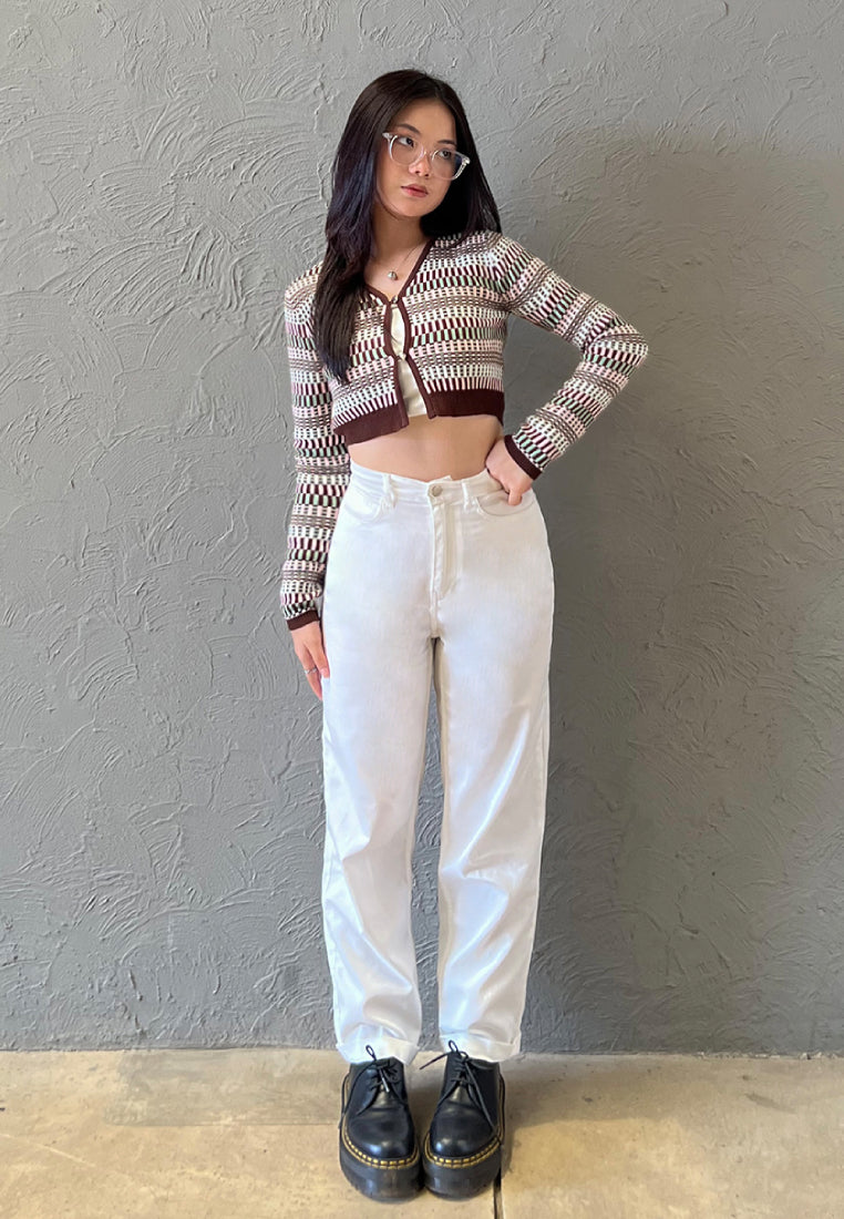Brown Knit Cropped Cardi Top (XS)