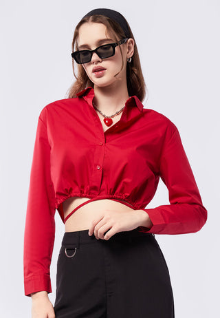 Long Sleeve Blouse with Tied Waist