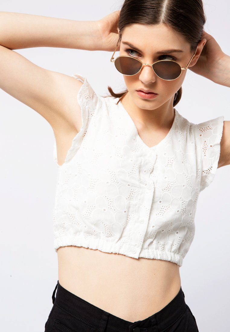 Eyelet Lace Crop Top Skirt Set