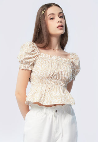 Square Neck Puff Sleeves Top