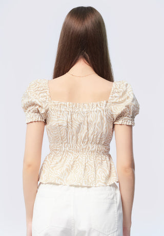 Square Neck Puff Sleeves Top