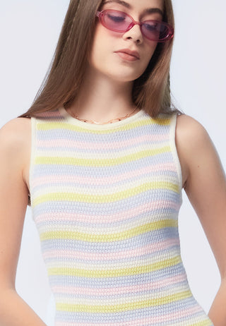 Sleeveless Patterned Mini Knit Dress