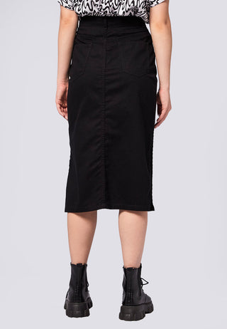 Midi Denim Skirt with Slit Details