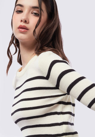 Long Sleeve Stripe Crop Sweater