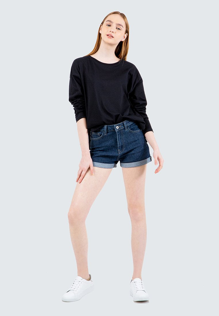 Border Long Sleeve Loose T-Shirt