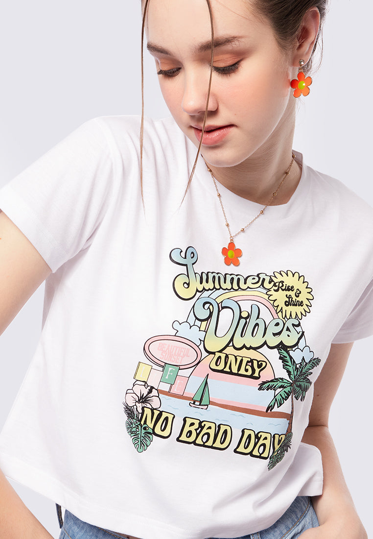 Graphic Short Sleeve Crop TShirt COLORBOX Indonesia