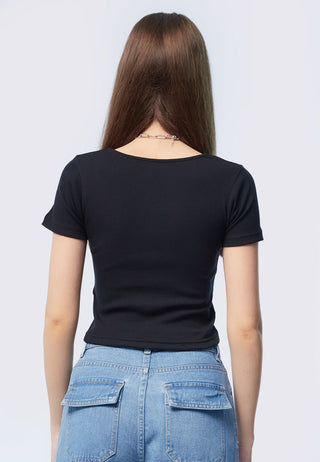 Short Sleeve Square Neck Crop T-Shirt