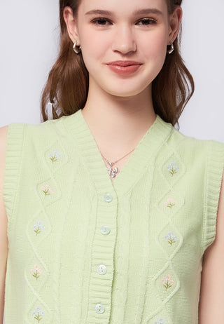 Button Up Cable Knit Vest