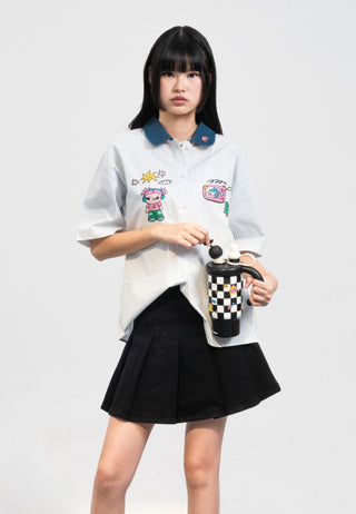 Colorbox x Liunic Contrast Collar Stripes Shirt