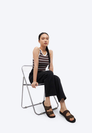 Dark Brown Buckle Sandals