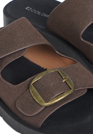 Dark Brown Buckle Sandals