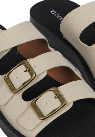 Beige Buckle Sandals