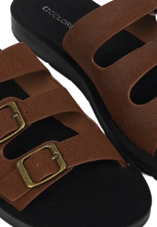Brown Buckle Sandals