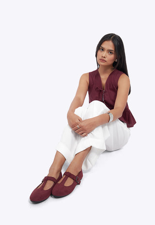 Maroon Flat Shoes