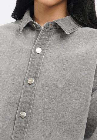 Washed Effect Long Sleeve Denim Shirt