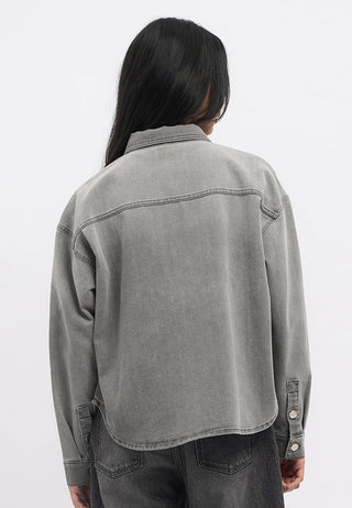 Washed Effect Long Sleeve Denim Shirt