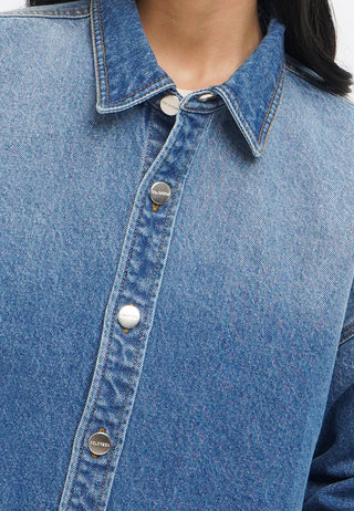 Washed Effect Long Sleeve Denim Shirt
