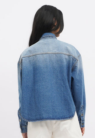Washed Effect Long Sleeve Denim Shirt