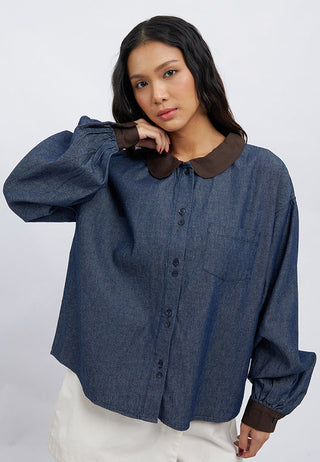 Contrast Peterpan Collar Blouse
