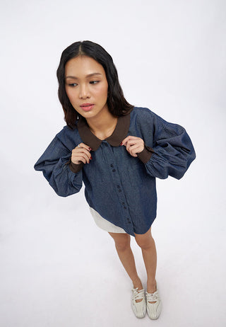 Contrast Peterpan Collar Blouse