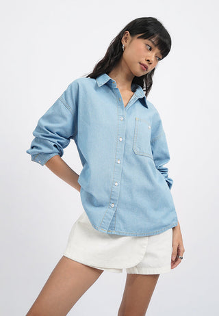 Long Sleeve Oversized Chambray Shirt