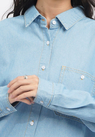 Long Sleeve Oversized Chambray Shirt