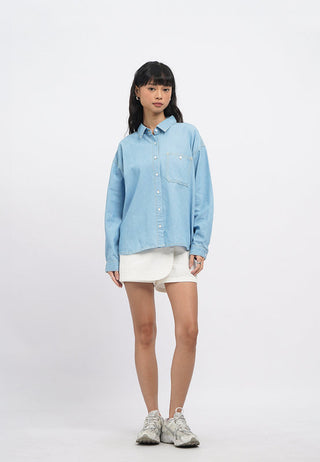 Long Sleeve Oversized Chambray Shirt