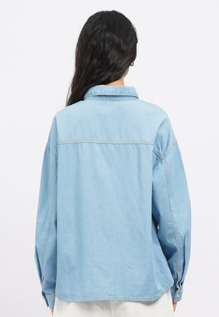 Long Sleeve Oversized Chambray Shirt