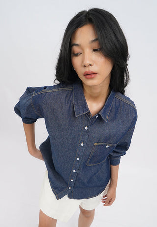 Long Sleeve Oversized Chambray Shirt