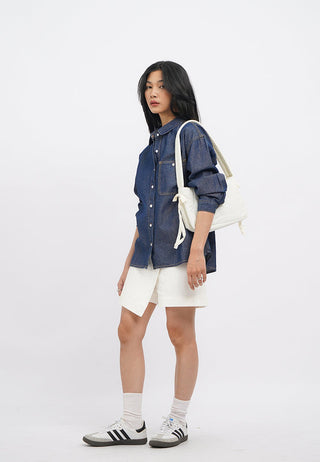 Long Sleeve Oversized Chambray Shirt