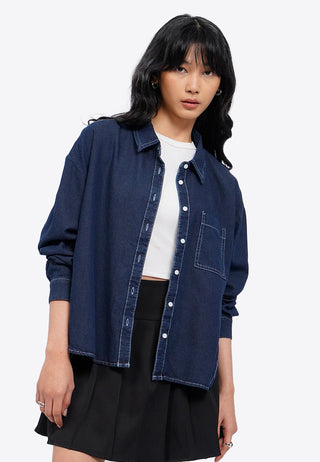 Contrast Stitching Denim Shirt