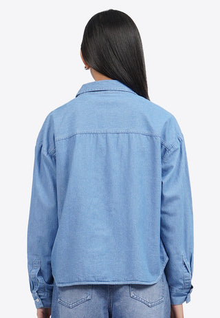 Contrast Stitch Long Sleeve Denim Shirt