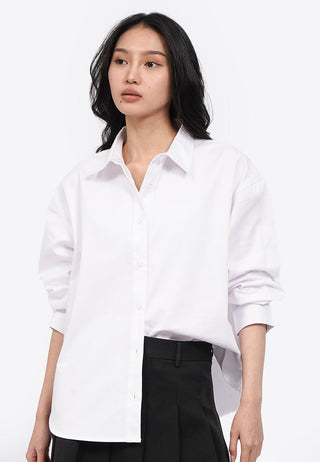 Oversized Round Hem Twill Shirt