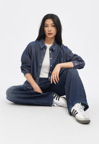 Contrast Stitch Long Sleeve Denim Shirt
