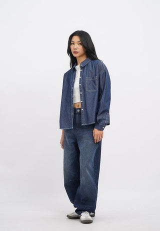 Contrast Stitch Long Sleeve Denim Shirt