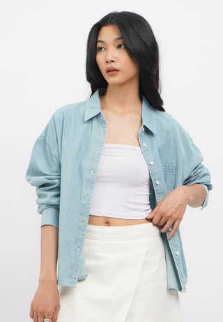 Contrast Stitch Long Sleeve Denim Shirt