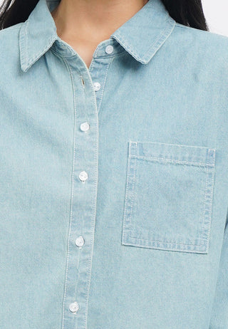 Contrast Stitch Long Sleeve Denim Shirt