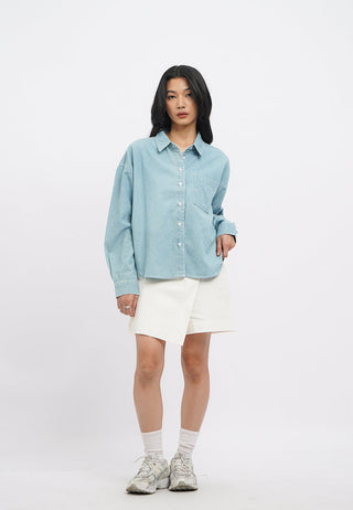Contrast Stitch Long Sleeve Denim Shirt