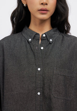 Long Sleeve Cropped Denim Shirt